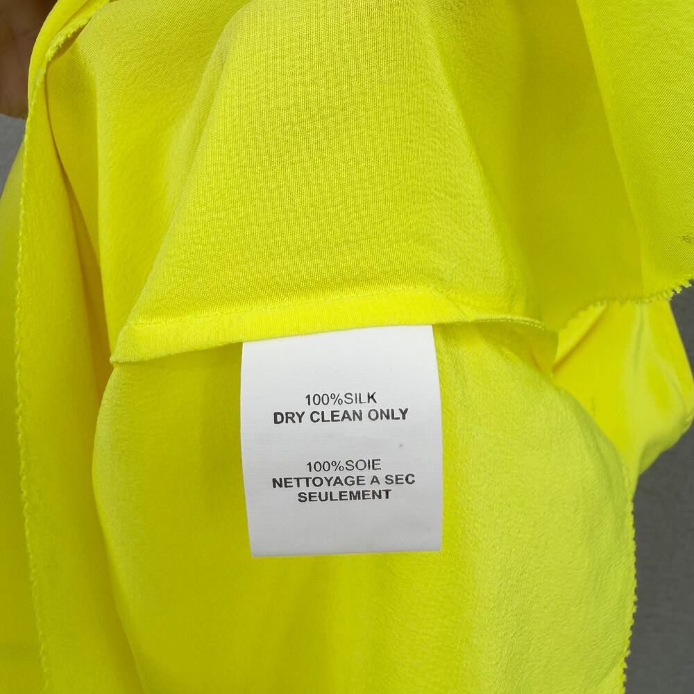 Trina Turk NWT Kesso Bright Neon Yellow 100% Silk Layered Hem Tank Blouse - Picture 10 of 10